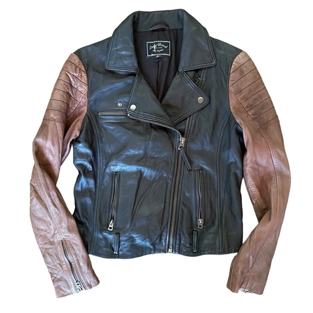Lucky Brand Two Tone Leather Jacket Size Small